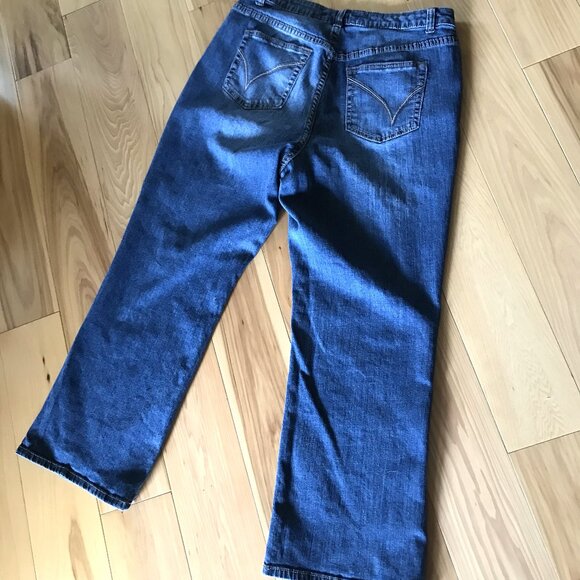 Denim Patchwork Jeans, 12-14: Blue on Blue Edgy Upcycled Grunge Hippie Pants - Picture 2 of 8